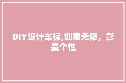 DIY设计车标,创意无限，彰显个性