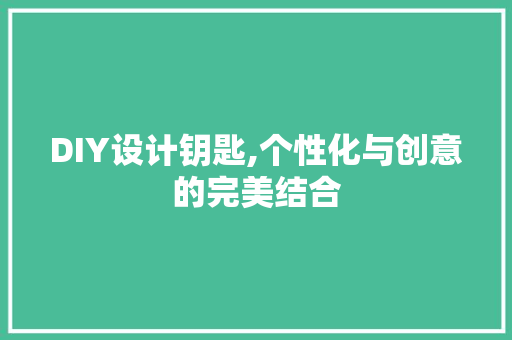 DIY设计钥匙,个性化与创意的完美结合 搜狗优化