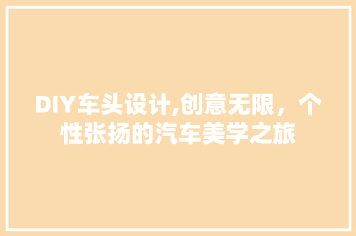 DIY车头设计,创意无限，个性张扬的汽车美学之旅