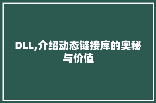 DLL,介绍动态链接库的奥秘与价值