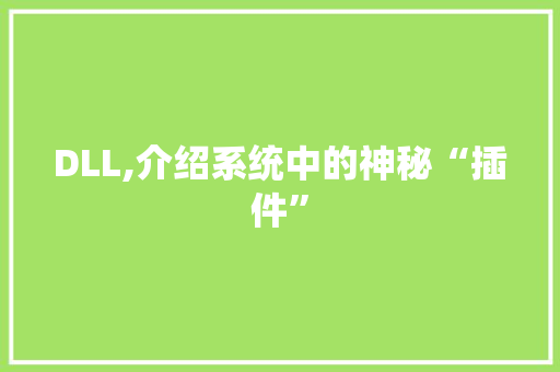 DLL,介绍系统中的神秘“插件”