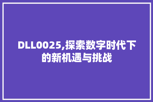 DLL0025,探索数字时代下的新机遇与挑战 英文谷歌算法
