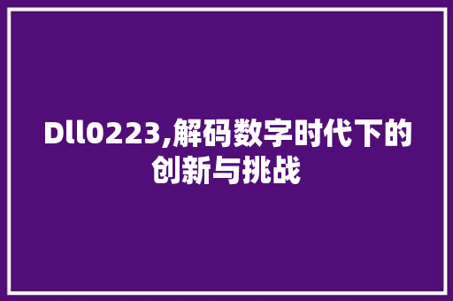 Dll0223,解码数字时代下的创新与挑战