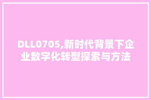 DLL0705,新时代背景下企业数字化转型探索与方法 英文谷歌算法