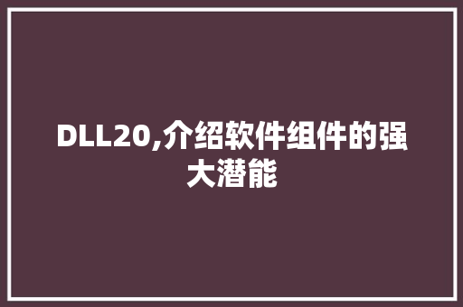 DLL20,介绍软件组件的强大潜能