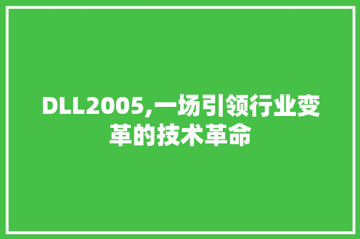 DLL2005,一场引领行业变革的技术革命