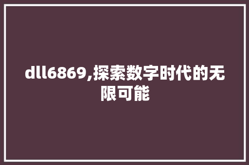 dll6869,探索数字时代的无限可能 小程序开发