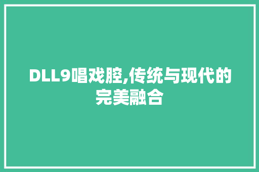 DLL9唱戏腔,传统与现代的完美融合 网站开发