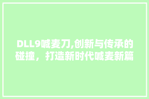 DLL9喊麦刀,创新与传承的碰撞，打造新时代喊麦新篇章