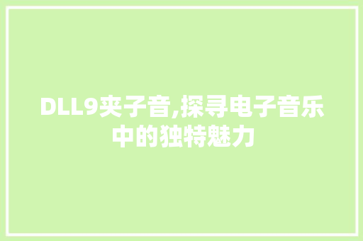 DLL9夹子音,探寻电子音乐中的独特魅力 seo技术