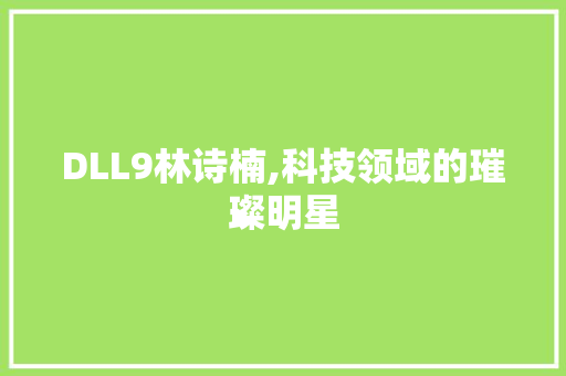 DLL9林诗楠,科技领域的璀璨明星