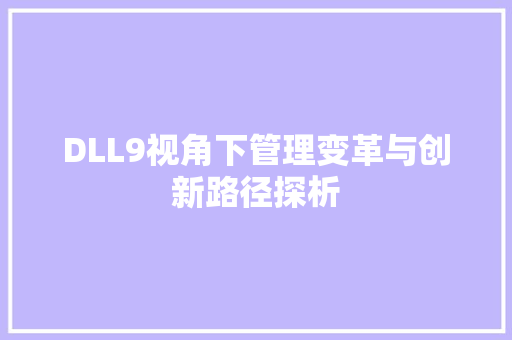 DLL9视角下管理变革与创新路径探析