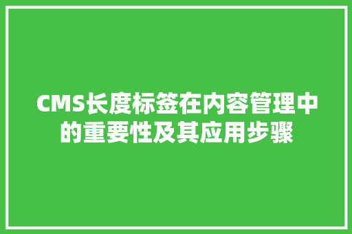 CMS长度标签在内容管理中的重要性及其应用步骤