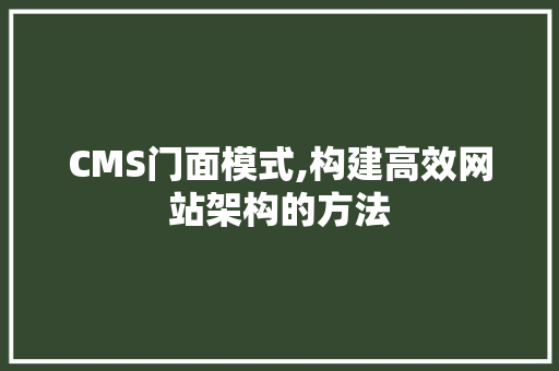 CMS门面模式,构建高效网站架构的方法 网站开发