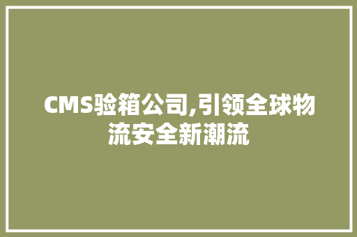CMS验箱公司,引领全球物流安全新潮流