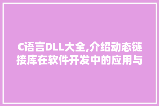 C语言DLL大全,介绍动态链接库在软件开发中的应用与价值