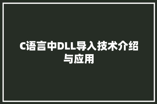 C语言中DLL导入技术介绍与应用