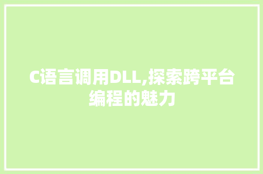 C语言调用DLL,探索跨平台编程的魅力