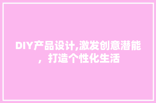 DIY产品设计,激发创意潜能，打造个性化生活