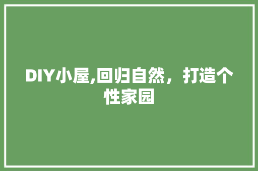 DIY小屋,回归自然，打造个性家园