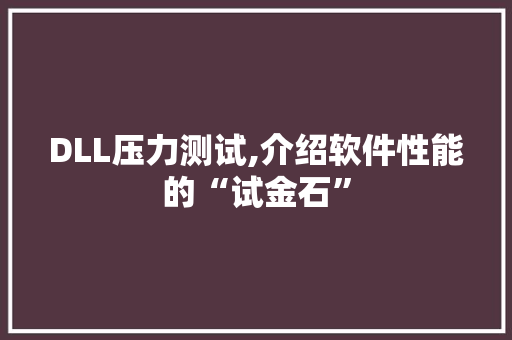 DLL压力测试,介绍软件性能的“试金石”