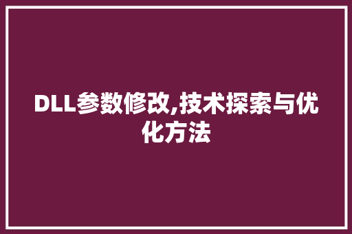 DLL参数修改,技术探索与优化方法