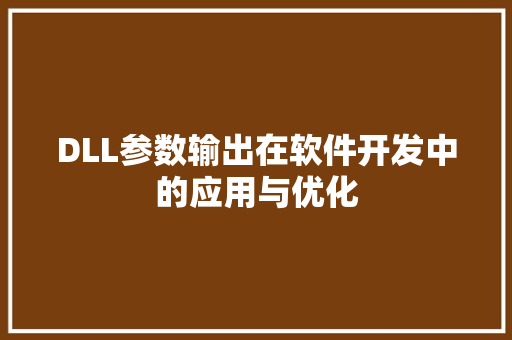 DLL参数输出在软件开发中的应用与优化
