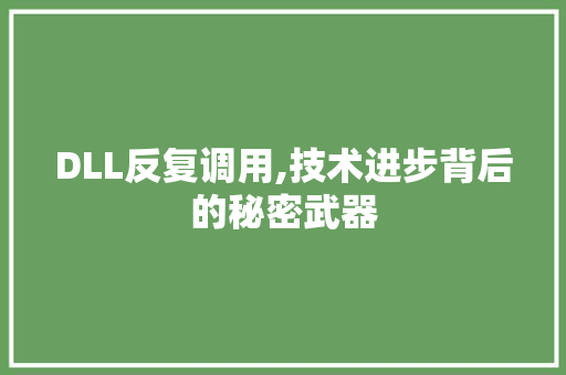 DLL反复调用,技术进步背后的秘密武器