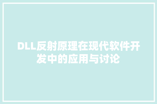 DLL反射原理在现代软件开发中的应用与讨论 网站优化
