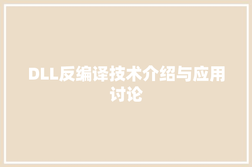 DLL反编译技术介绍与应用讨论 百度算法