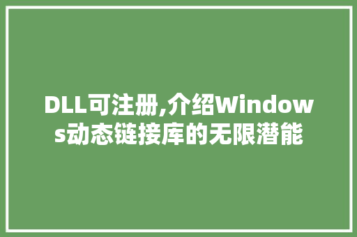 DLL可注册,介绍Windows动态链接库的无限潜能 360搜优化