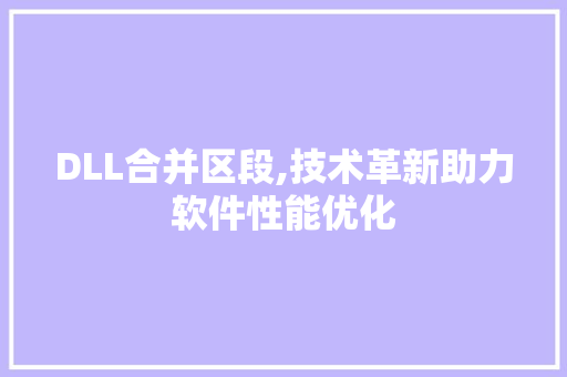 DLL合并区段,技术革新助力软件性能优化