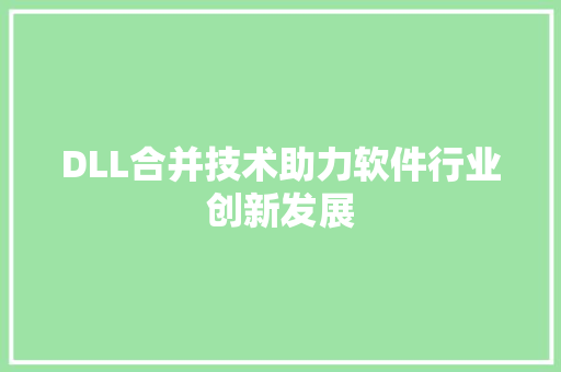 DLL合并技术助力软件行业创新发展