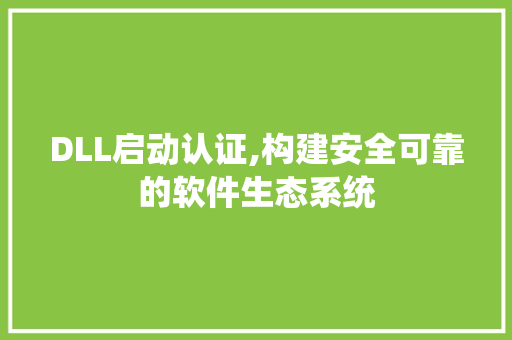 DLL启动认证,构建安全可靠的软件生态系统 搜狗优化