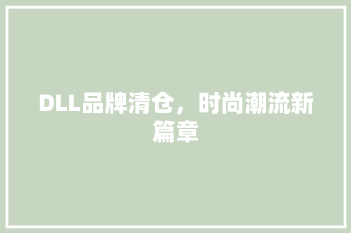 DLL品牌清仓，时尚潮流新篇章