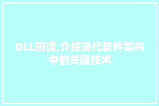 DLL回调,介绍现代软件架构中的关键技术