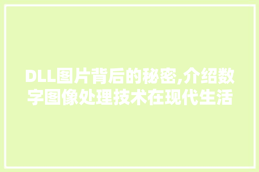DLL图片背后的秘密,介绍数字图像处理技术在现代生活中的应用