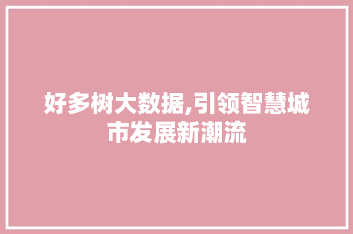 好多树大数据,引领智慧城市发展新潮流