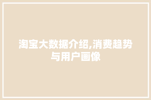 淘宝大数据介绍,消费趋势与用户画像