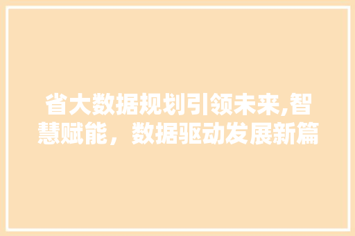省大数据规划引领未来,智慧赋能，数据驱动发展新篇章