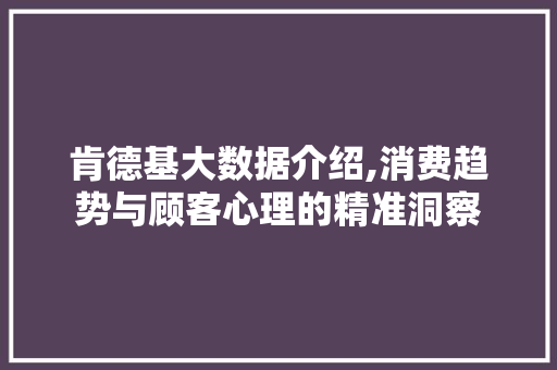 肯德基大数据介绍,消费趋势与顾客心理的精准洞察 搜狗优化