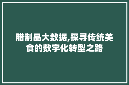 腊制品大数据,探寻传统美食的数字化转型之路