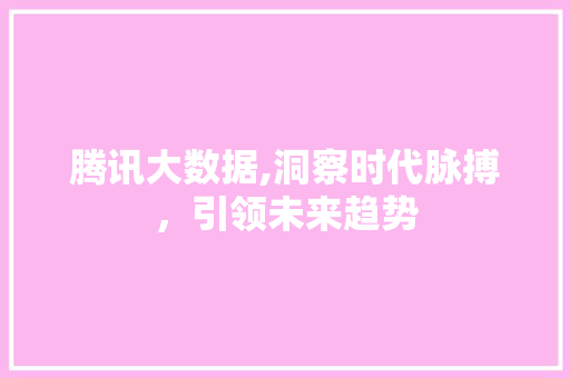 腾讯大数据,洞察时代脉搏，引领未来趋势