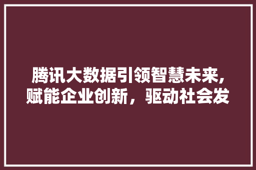 腾讯大数据引领智慧未来,赋能企业创新，驱动社会发展