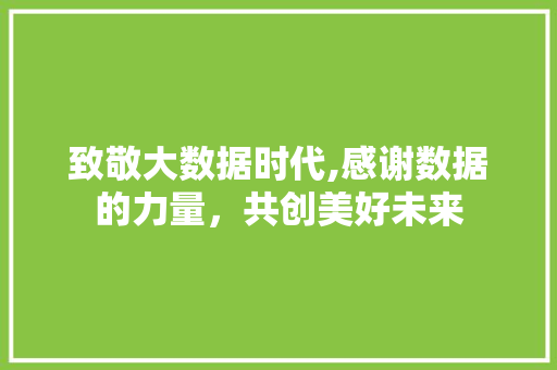 致敬大数据时代,感谢数据的力量，共创美好未来 AI技术学习