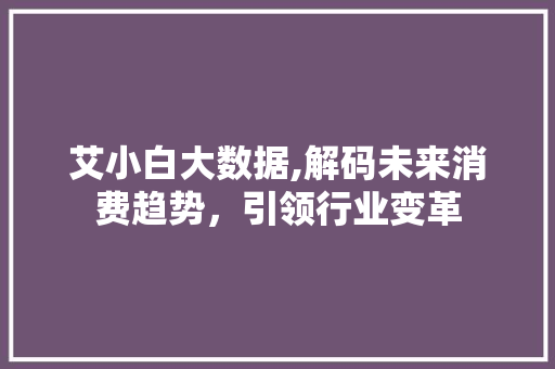 艾小白大数据,解码未来消费趋势，引领行业变革
