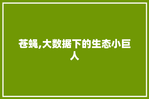 苍蝇,大数据下的生态小巨人