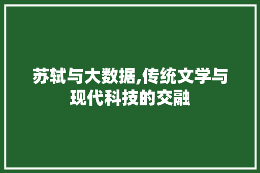 苏轼与大数据,传统文学与现代科技的交融