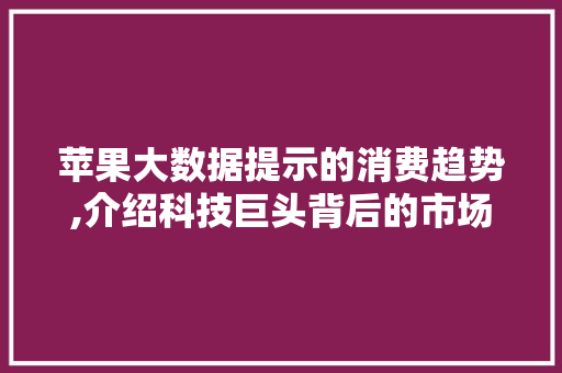 苹果大数据提示的消费趋势,介绍科技巨头背后的市场密码 英文谷歌算法