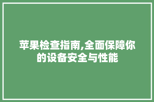苹果检查指南,全面保障你的设备安全与性能